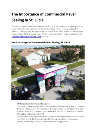 The Importance of Commercial Paver Sealing in St. Lucie
