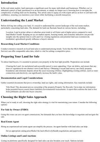 Sell Land with Confidence: Expert Advice