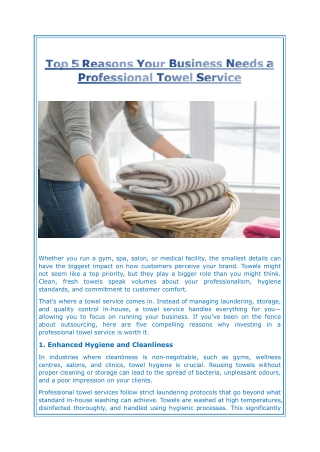 Top 5 Reasons Your Business Needs a Professional Towel Service