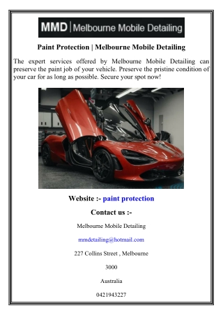 Paint Protection   Melbourne Mobile Detailing