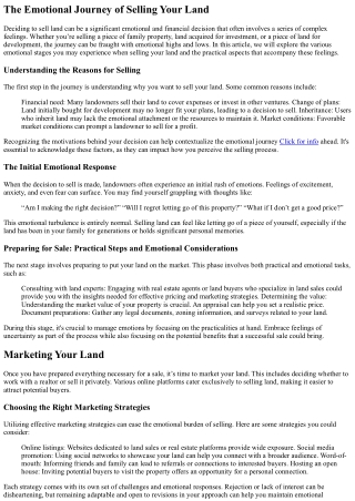 The Emotional Journey of Selling Your Land: What to Expect