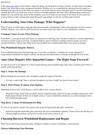 Auto Glass Repairs After Impactful Games—The Right Steps Forward!