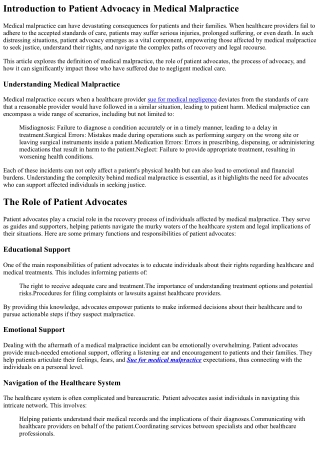 Patient Advocacy: Empowering Those Affected by Medical Malpractice