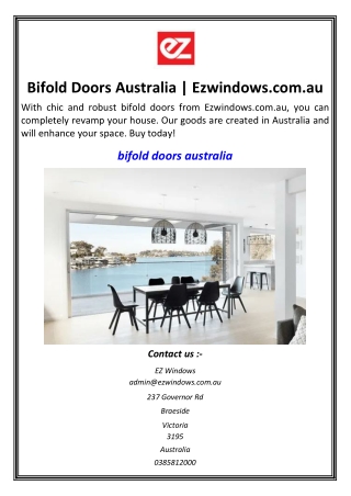 Bifold Doors Australia Ezwindows.com.au