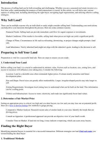 Understanding the Process of Selling Land