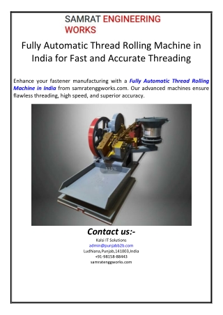 fully automatic thread rolling machine in india