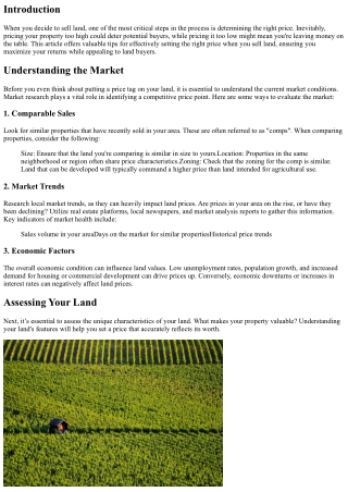 Tips for Setting the Right Price When You Sell Land