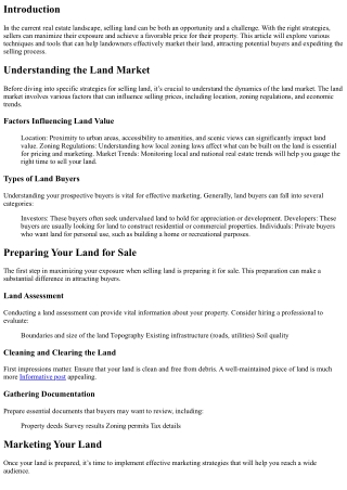 Maximizing Exposure When Selling Land