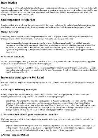 Maximizing Your Profit: Innovative Ways to Sell Land Effectively