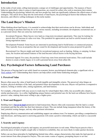 The Psychology of Selling Land: Understanding Buyer Behavior