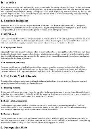 Understanding Market Trends Before Selling Your Land