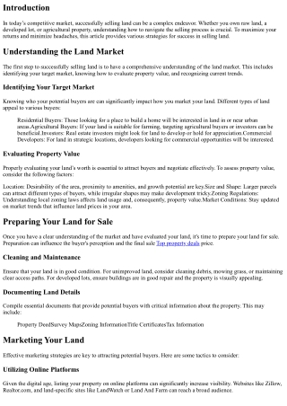 Sell Land Smart: Strategies for Success