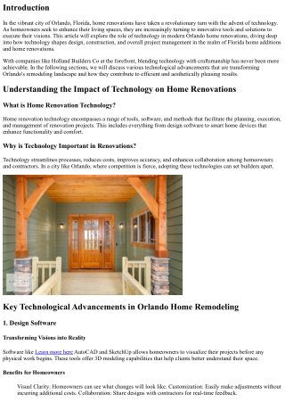 The Role of Technology in Modern Orlando Home Renovations