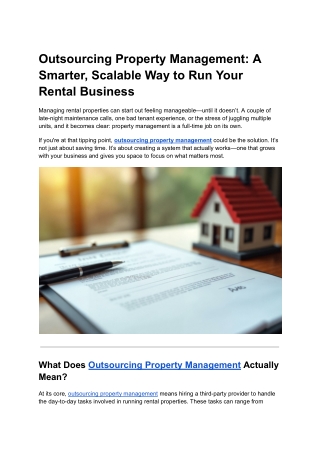 Outsourcing Property Management - A Smarter, Scalable Way to Run Your Rental Business