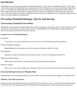 Preventing Windshield Damage: Tips for Safe Driving