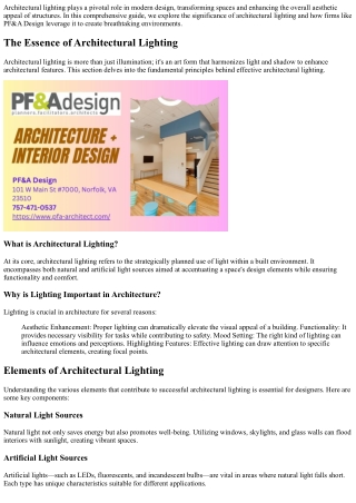 architectural lighting plays a pivotal role