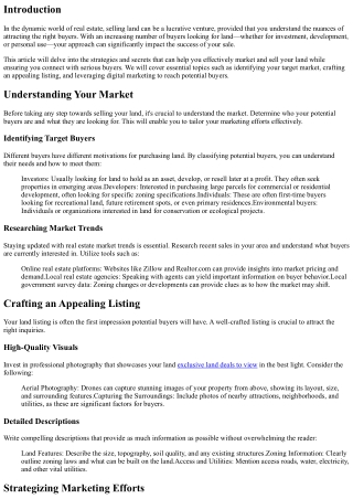 Secrets to Attracting the Right Land Buyer