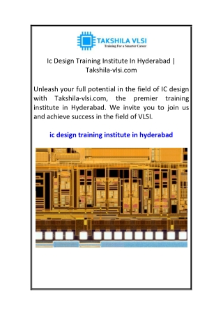 Ic Design Training Institute In Hyderabad Takshila-vlsi.com