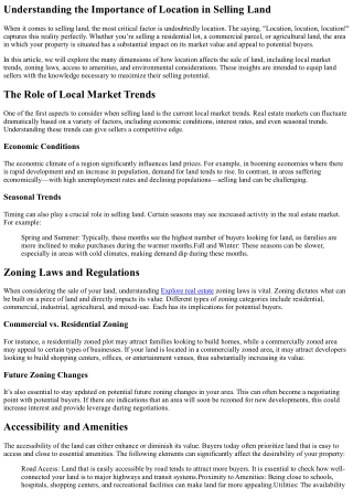 The Impact of Location on Selling Land: Insights for Sellers