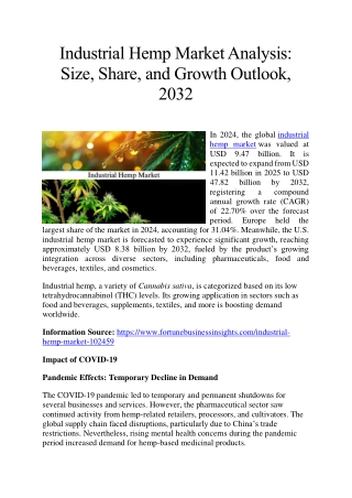 industrial hemp market analysis size share