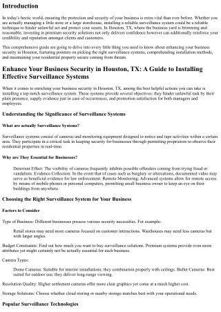 Enhance Your Business Security in Houston, TX: A Manual to Installing Effective
