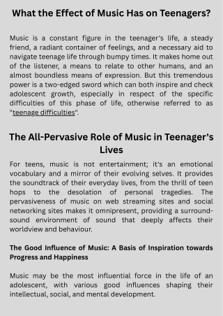 What the Effect of Music Has on Teenagers