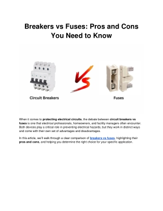 Breakers vs Fuses_ Pros and Cons You Need to Know
