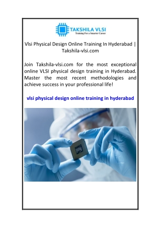 Vlsi Physical Design Online Training In Hyderabad  Takshila-vlsi.com