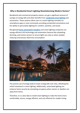 Why is Residential Smart Lighting Revolutionising Modern Homes.docx