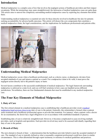 Unraveling the Complexity: Key Elements of Medical Malpractice Cases