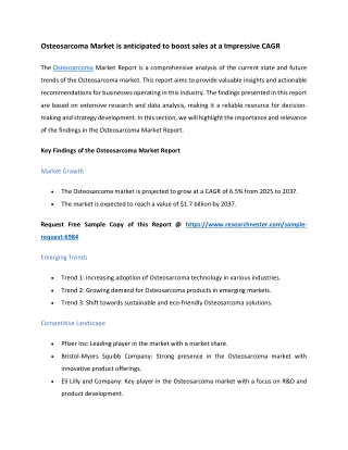 Osteosarcoma Market: Analysis of Present and Future Growth | 2037