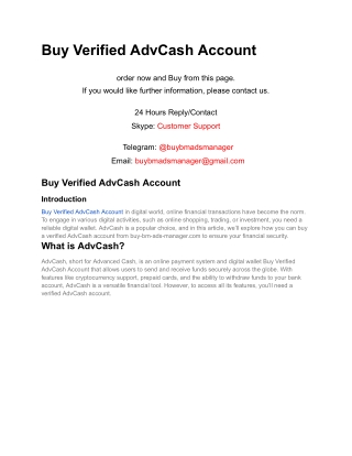 Buy Verified AdvCash Account