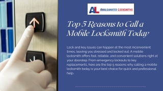 Top 5 Reasons to Call a Mobile Locksmith Today