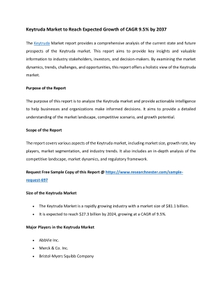 Keytruda Market Research Overview | A Comprehensive Guide to the Industry