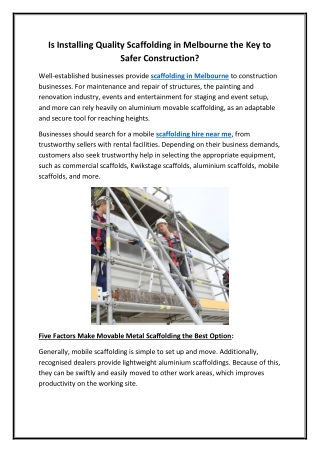 is installing quality scaffolding in melbourne