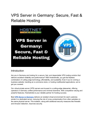 VPS Server in Germany_ Secure, Fast & Reliable Hosting