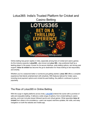Lotus365_ India's Trusted Platform for Cricket and Casino Betting