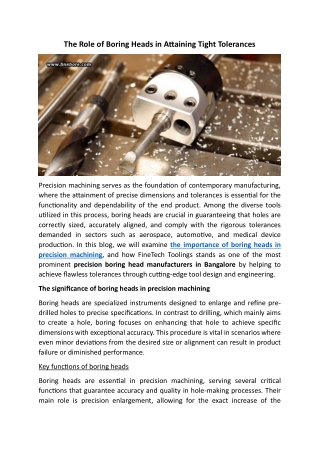 The Role Of Boring Heads In Attaining Tight Tolerances