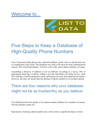 five steps to keep a database of high quality