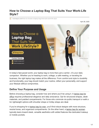 how to choose a laptop bag that suits your work