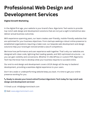 professional web design and development services