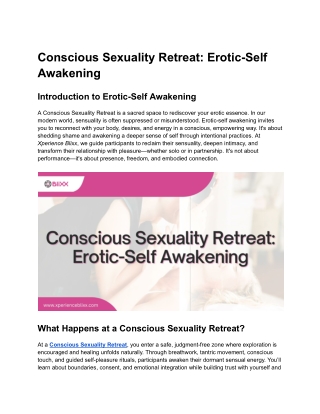Conscious Sexuality Retreat: Erotic-Self Awakening