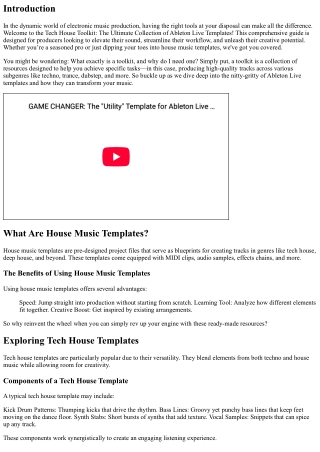 Tech House Toolkit: The Ultimate Collection of Ableton Live Templates