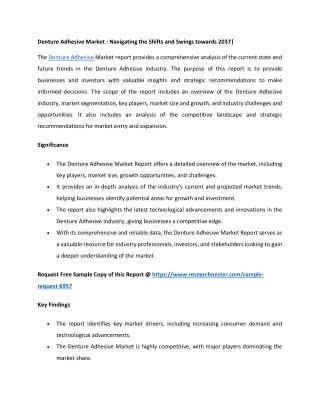 Denture Adhesive Market Size, Growth & Statistics Report from 2025 to 2037