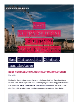 Best Nutraceutical Contract manufacturer Abha Biotechnology