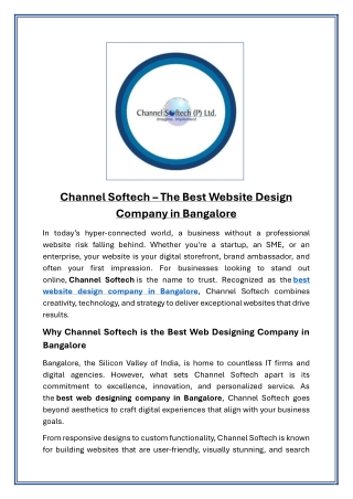 Channel Softech  The Best Website Design Company in Bangalore