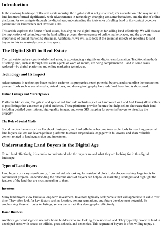 The Future of Real Estate: Selling Land in a Digital World