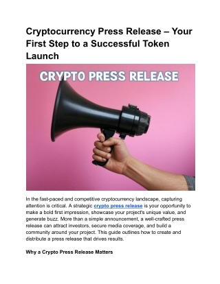 Cryptocurrency Press Release – Your First Step to a Successful Token Launch