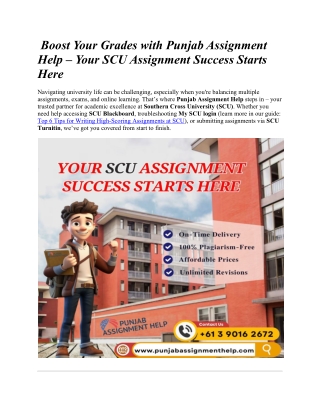 Boost Your Grades with Punjab Assignment Help – Your SCU Assignment Success Starts Here