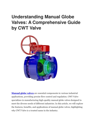 CWT Valve - Premium Manual Globe Valves for Precise Flow Regulation